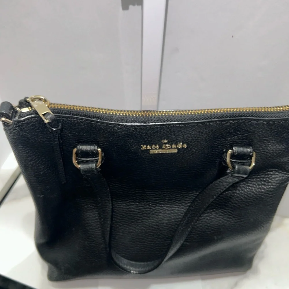 Black Leather Kate Spade Tote Bag - Picture 3 of 10